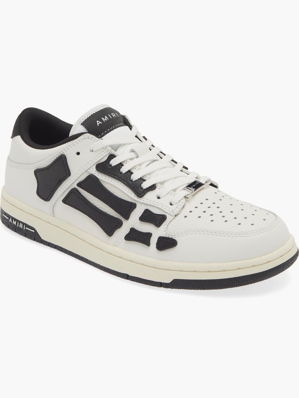 AMIRI White & Black Low-Top Leather Sneaker with Contrast Overlays
